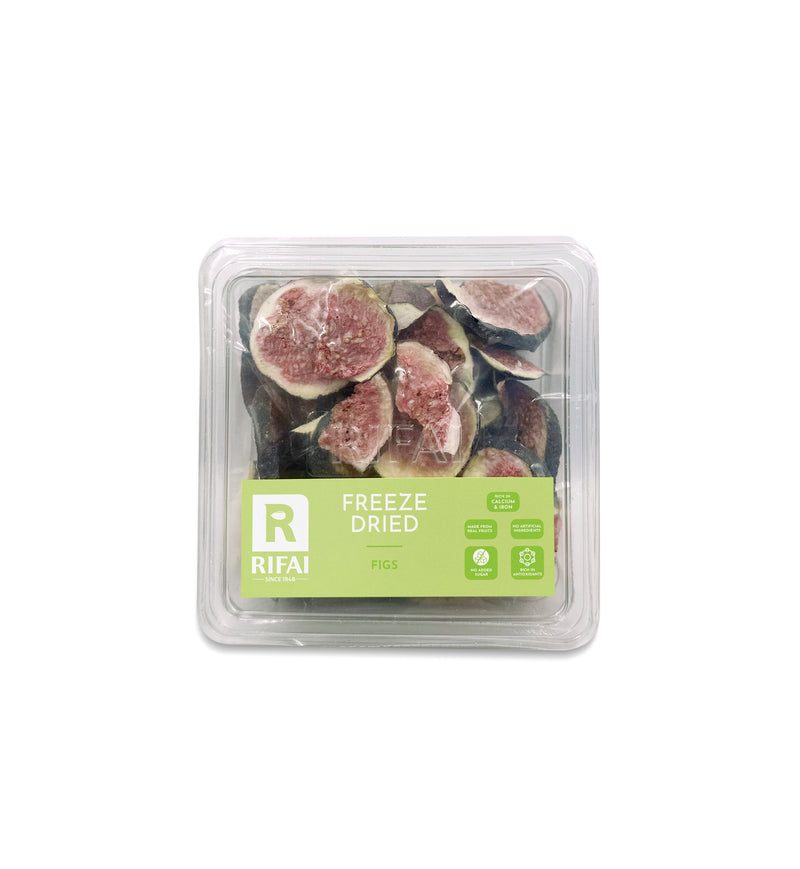 Crispy freeze-dried fig slices with a deep purple color, showcasing their natural sweetness and texture.