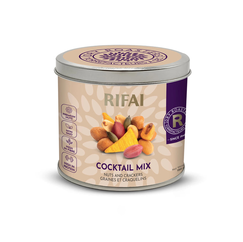 Oriental snack mix with peanuts, crackers, corn chips, and rice snacks