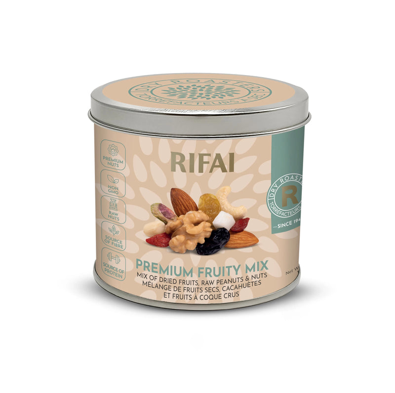 Premium Fruity Mix with dried cranberries, goji berries, walnuts, pistachios, and almonds – healthy high-fiber snack