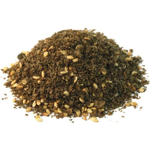 A rich blend of zaatar with thyme, sesame seeds, and spices, perfect for sprinkling, dipping, or mixing with olive oil.
